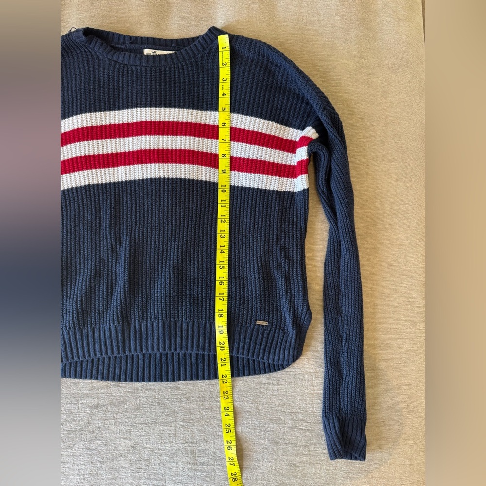 Hollister Striped Knit Sweater Navy Red White Small - Picture 9 of 10